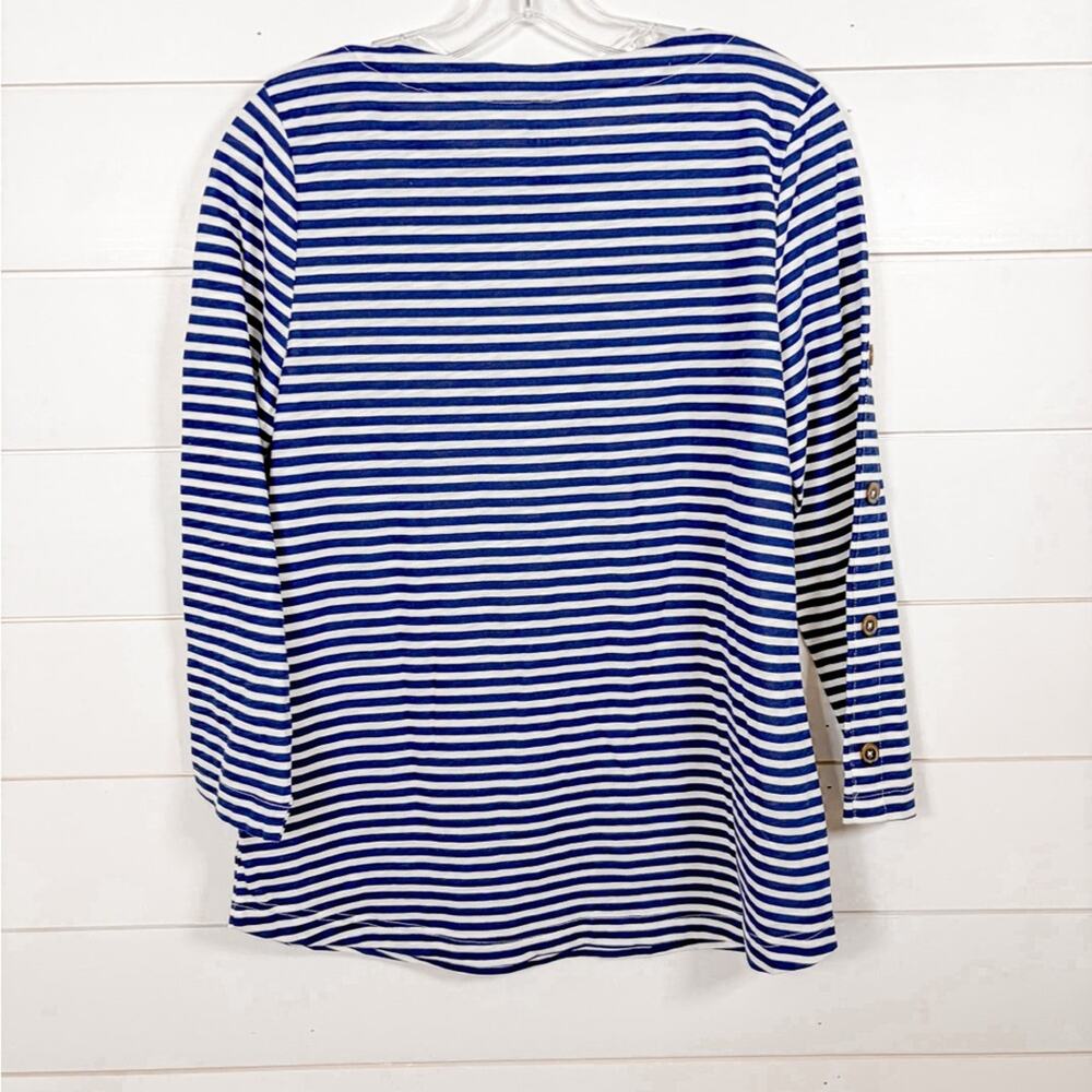 NEW Croft & Barrow 3/4 Button Accent Sleeve Navy Striped Top, Size Small - Picture 10 of 10